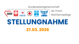 Banner mit Logo der Verbände in der Freien Wohlfahrtspflege BAGFW und Schriftzug Stellungnahme