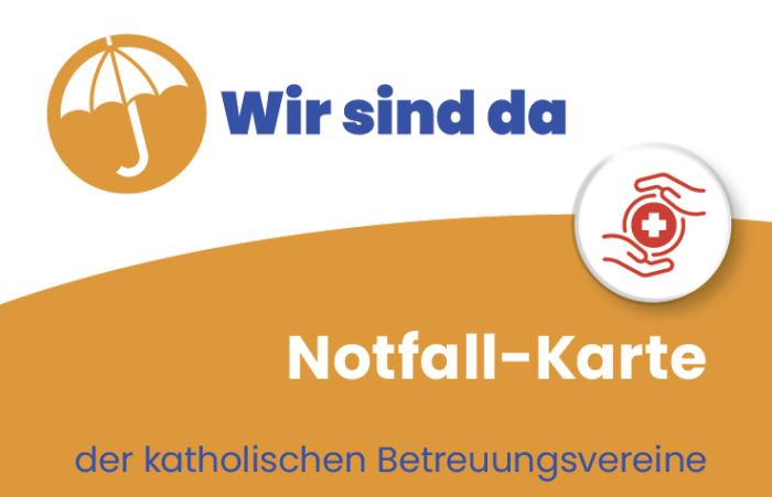 Frontseite der Notfallkarte der katholischen Betreuungsvereine